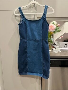 Derek Heart Paneled Denim Mini Dress